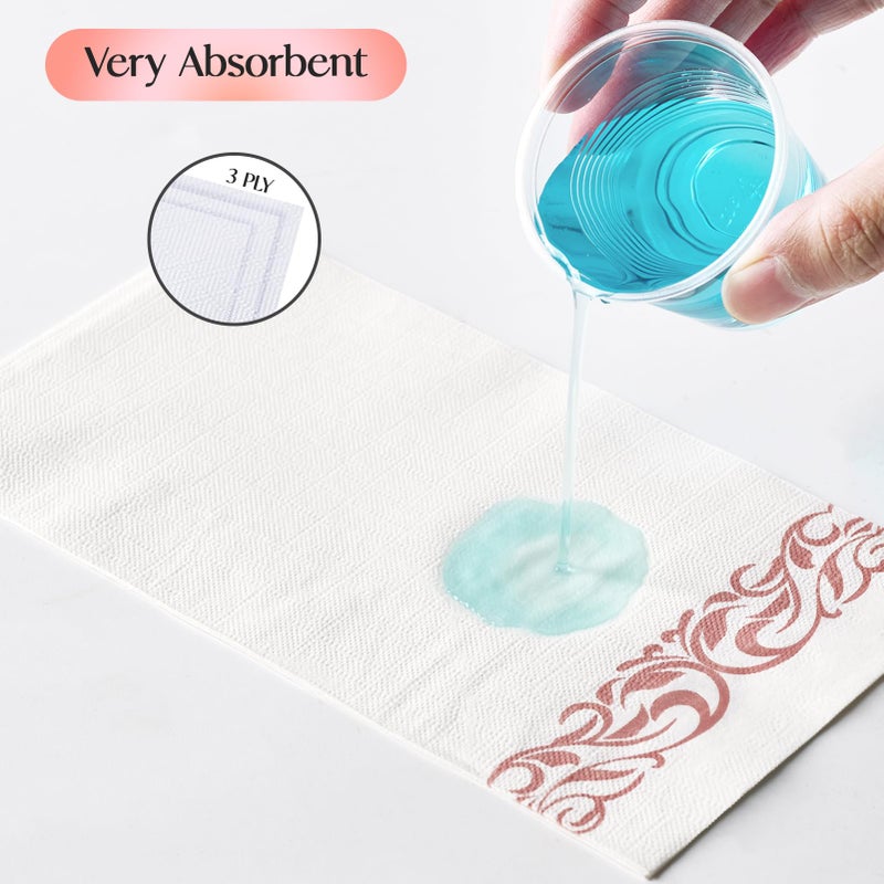 Vplus 400 Pack Paper Napkins Guest Towels Disposable Premium Quality 3-ply Dinner Napkins Disposable Soft, Absorbent, Party Napkins Wedding Napkins for Kitchen, Parties, Dinners or Events(rose gold) - Image 4